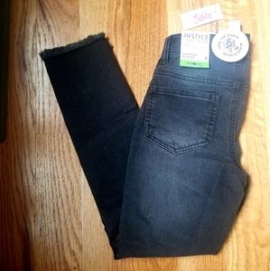 NWT JUSTICE DENIM black distressed high rise jeggings